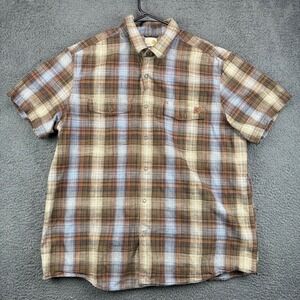 Solaris Outdoors Mens Plaid Short Sleeve Button Up Shirt XL Madagascar